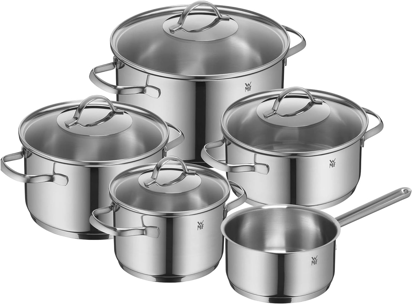 Batería de Cocina / Acero Inoxidable 18/10 tapas de Cristal 5 Piezas